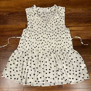 Rose + Olive Heart Smocked Top